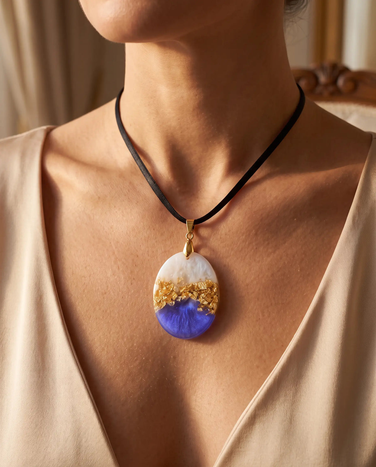Azure Tide Blue & Gold Leaf