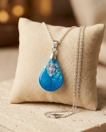 Azure Silver Tide Teardrop Pendant