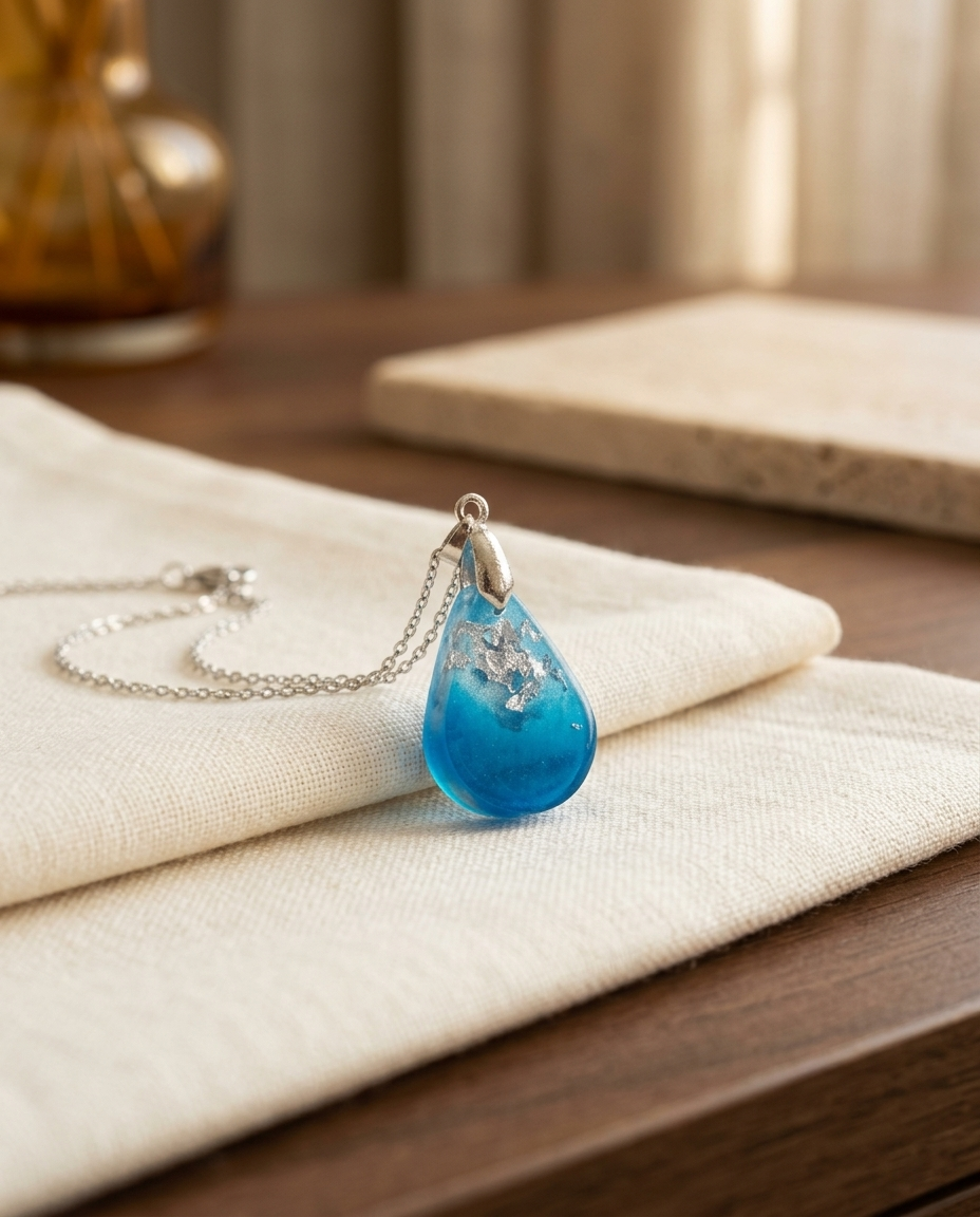 Azure Silver Tide Teardrop Pendant