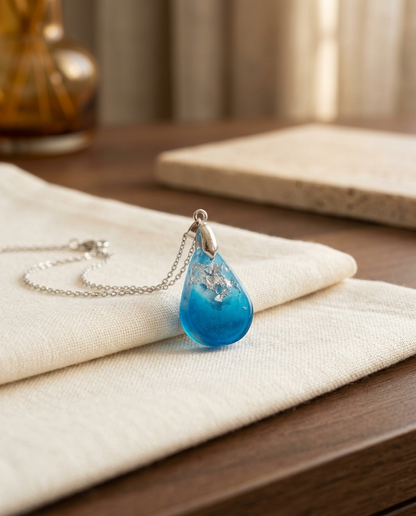 Azure Silver Tide Teardrop Pendant