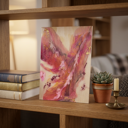 Rosewave original abstract resin painting in rose and gold