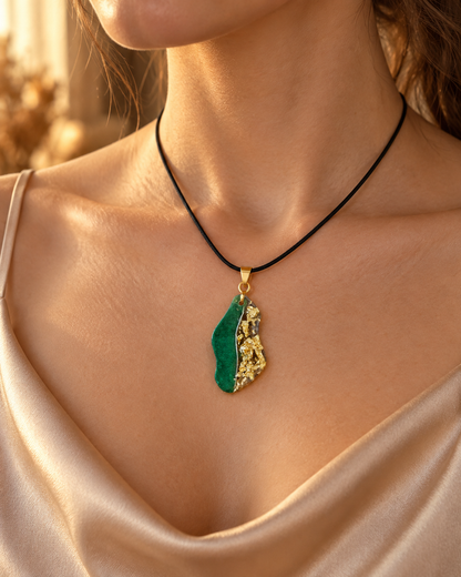 Emerald Gilded Wave with Gold Leaf